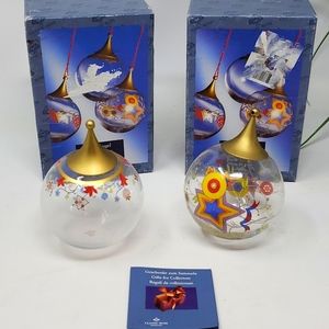 Rosenthal Germany Artistly Painted Glass Christmas Balls Floral Ornaments Lot 2
